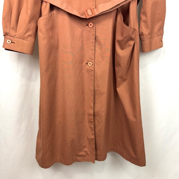 Vintage 80s London Fog Trench Coat Women’s Sz 12 Orange Fall Jacket Amish Style - Picture 3 of 12